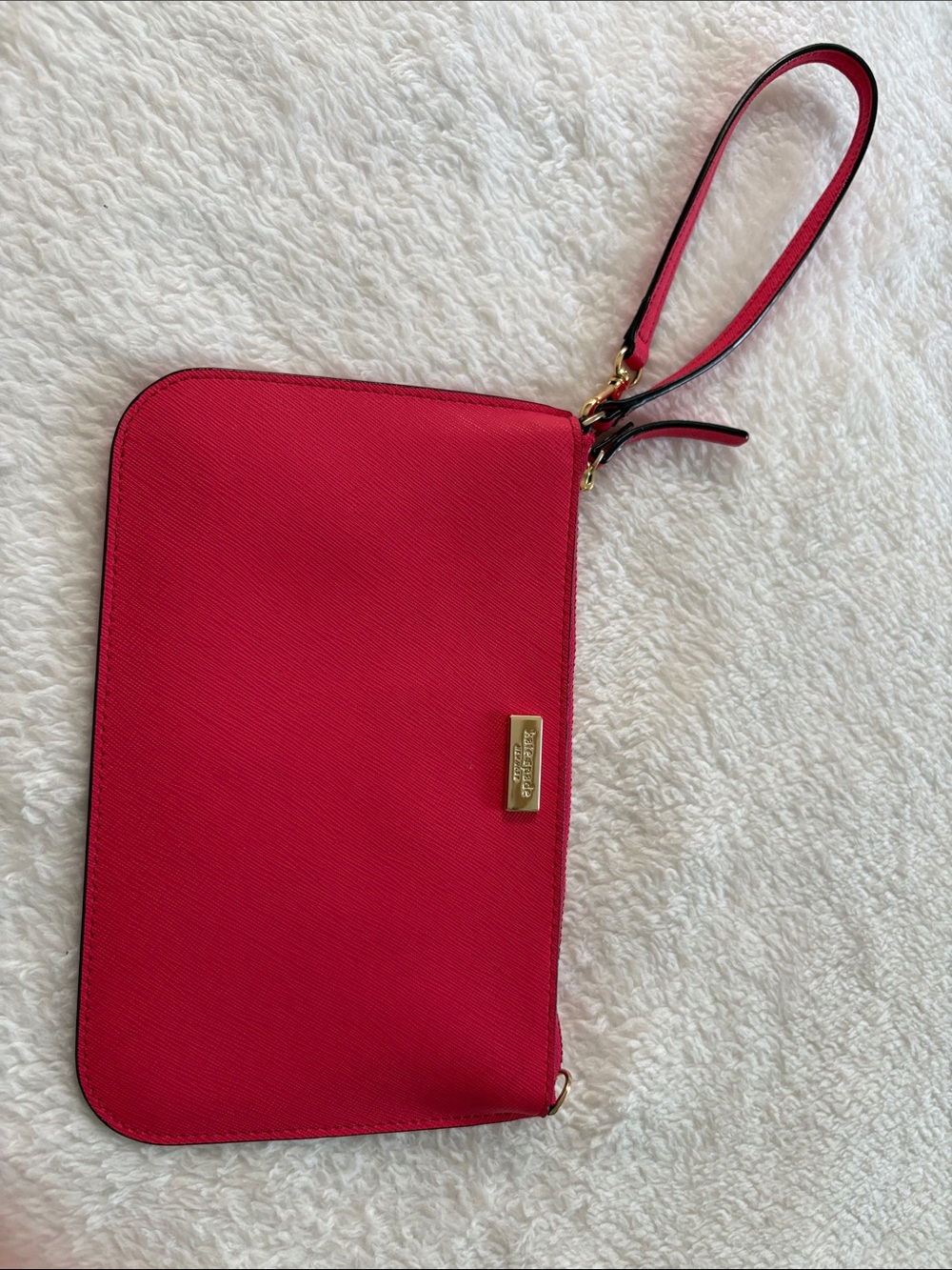 kate spade Bright Pink Leather Wristlet with Gold Hardware